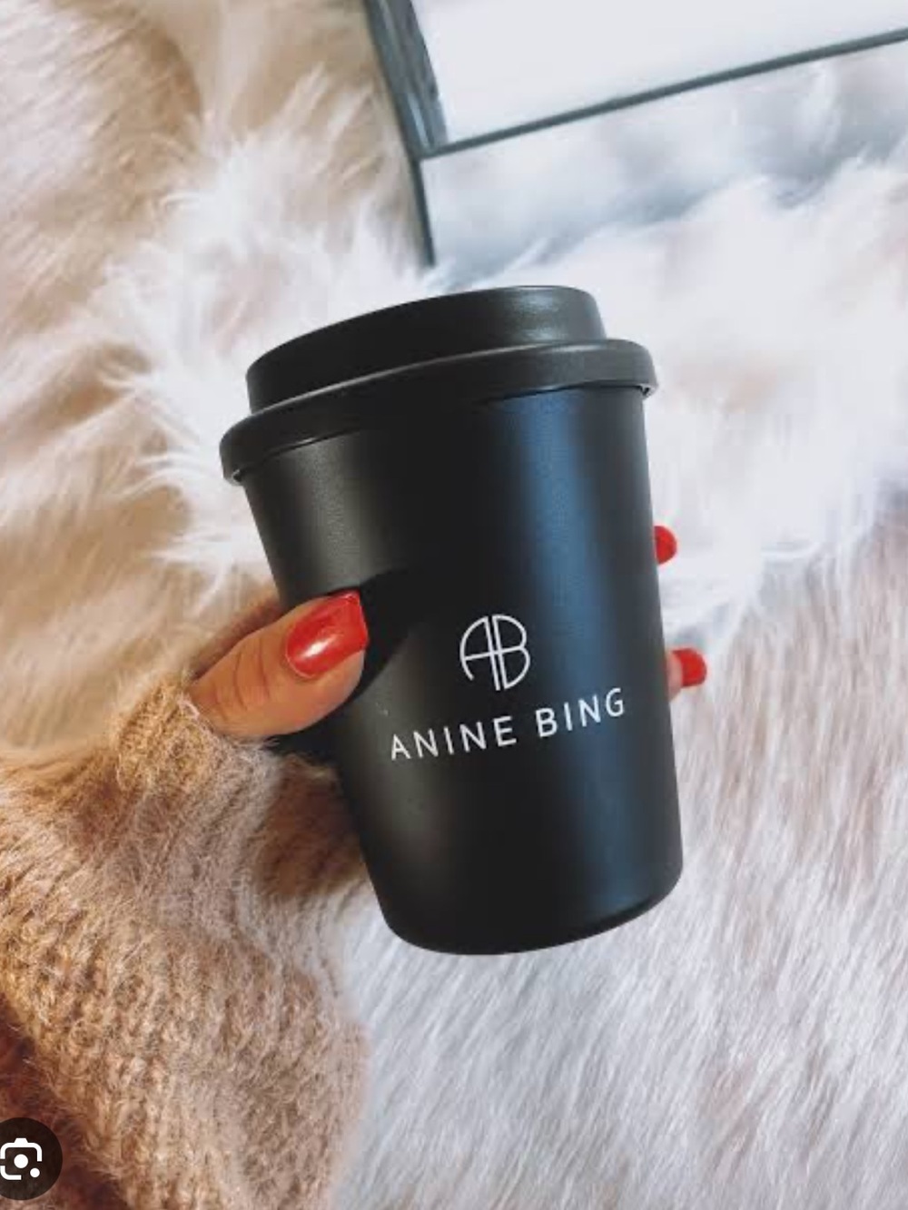 ANINE BING BLACK REUSABLE CUP AND LID NEW IN BOX